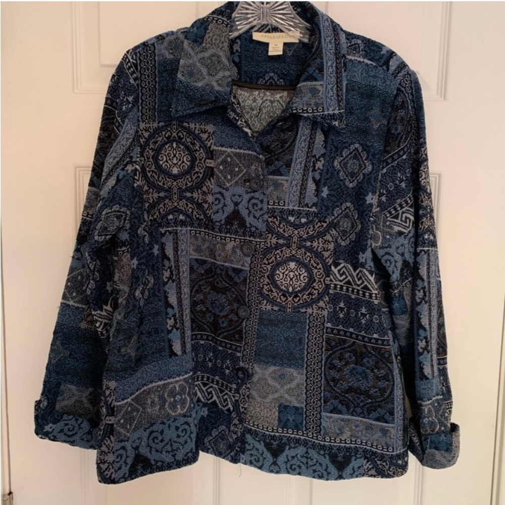 Vintage Appleseed's Blue and Black Tapestry Jacket - Picture 3 of 10